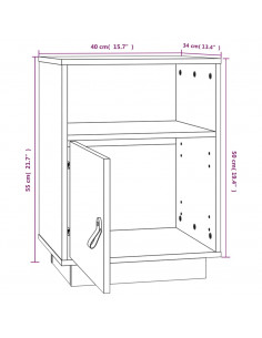 Comodini Miele 2 pz 40x34x55 cm in Legno Massello di Pino