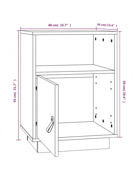 Comodini Miele 2 pz 40x34x55 cm in Legno Massello di Pino
