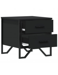Comodini Neri 2 pz 40x30x40 cm in Legno Multistrato