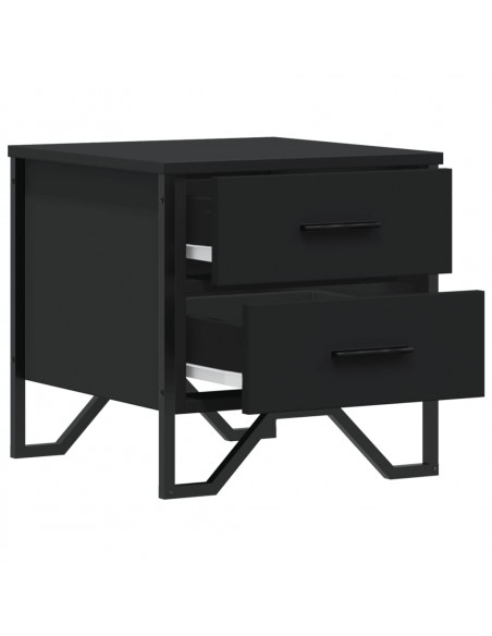 Comodini Neri 2 pz 40x30x40 cm in Legno Multistrato