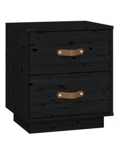 Comodini Neri 2 pz 40x34x45 cm in Legno Massello di Pino