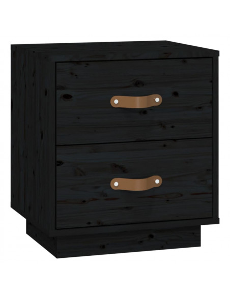 Comodini Neri 2 pz 40x34x45 cm in Legno Massello di Pino