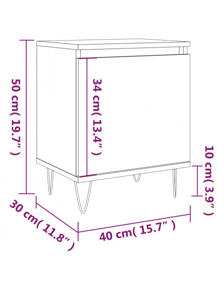 Comodini Rovere Marrone 2 pz 40x30x50 cm in Legno Multistrato