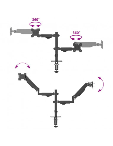 Braccio TV Doppio per Schermo VESA da Max 27" 75/100 mm 20 kg