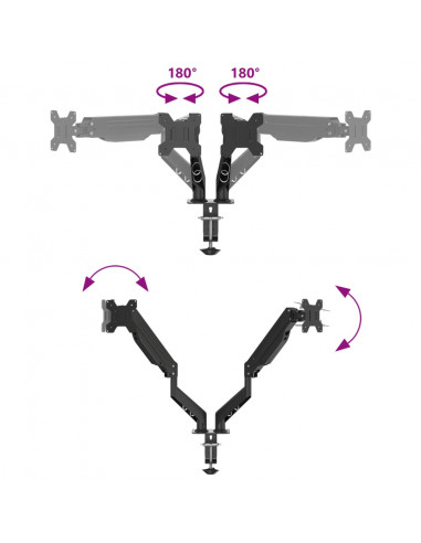 Braccio TV Doppio per Schermo VESA da Max 27" 75/100 mm 20 kg