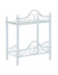 Comodini Set 2 pz Acciaio e Vetro Temperato 45x30,5x60cm Bianco