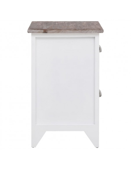 Comodini Set 2 pz con 2 Cassetti Marrone e Bianco