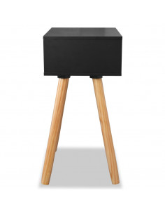 Comodini Set 2 pz in Massello di Pino 40x30x61 cm Neri