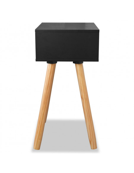 Comodini Set 2 pz in Massello di Pino 40x30x61 cm Neri