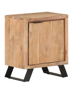 Comodino 40x30x50 cm in Legno Massello di Acacia con Bordi Vivi