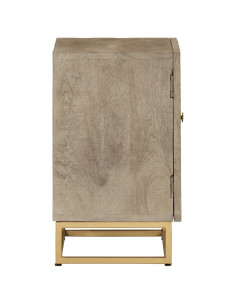 Comodino 40x30x50 cm in Legno Massello di Mango e Ferro