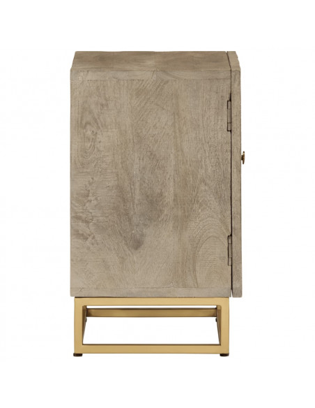 Comodino 40x30x50 cm in Legno Massello di Mango e Ferro