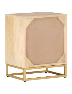 Comodino 40x30x50 cm in Legno Massello di Mango e Ferro