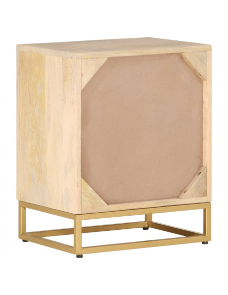 Comodino 40x30x50 cm in Legno Massello di Mango e Ferro