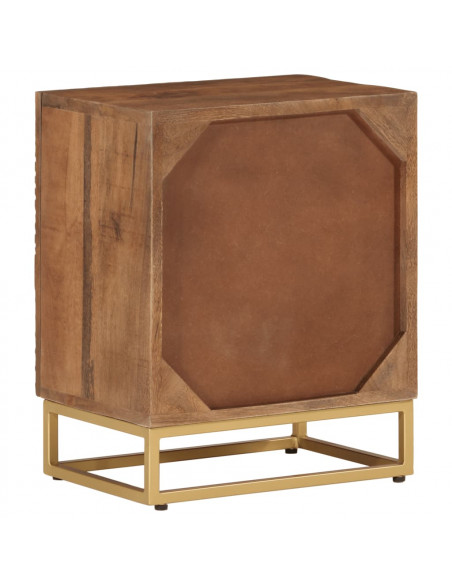 Comodino 40x30x50 cm in Legno Massello di Mango e Ferro