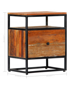 Comodino 40x30x50 cm in Legno Massello di recupero e Acciaio