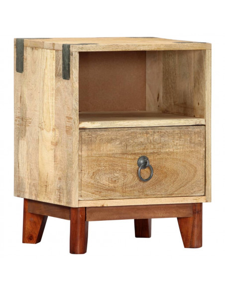 Comodino 40x30x52 cm in Legno Massello di Mango Grezzo