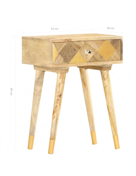 Comodino 40x30x58 cm in Legno Massello di Mango