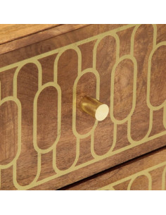 Comodino 40x33x46 cm in Legno Massello di Mango