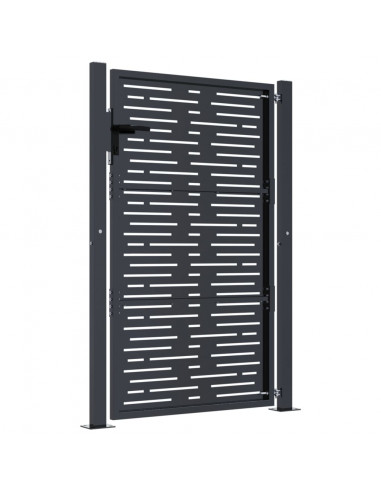 Cancello da giardino antracite 100x125 cm in acciaio design quadrato
