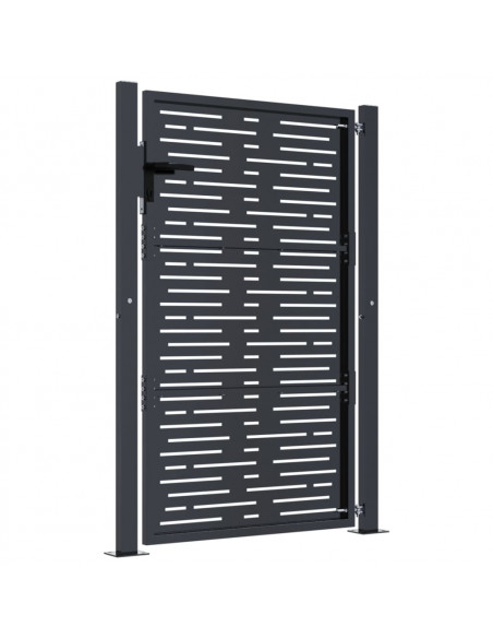 Cancello da giardino antracite 100x125 cm in acciaio design quadrato