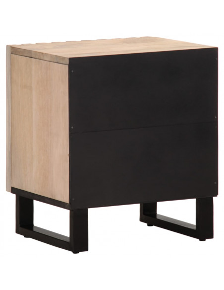 Comodino 40x34x46 cm in Legno Massello di Mango Sbiancato
