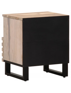 Comodino 40x34x46 cm in Legno Massello di Mango Sbiancato