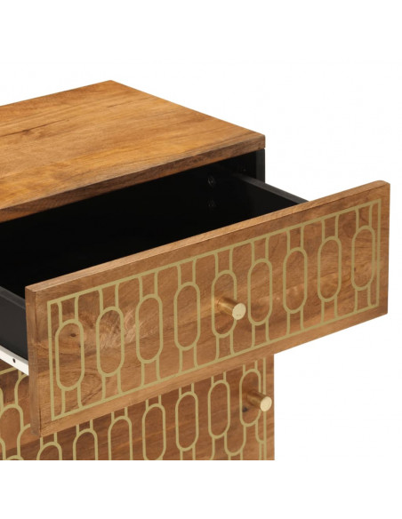 Comodino 50x33x60 cm in Legno Massello di Mango