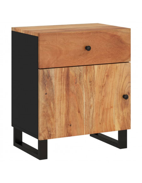 Comodino 50x33x60 cm Legno Massello Acacia e Legno Multistrato