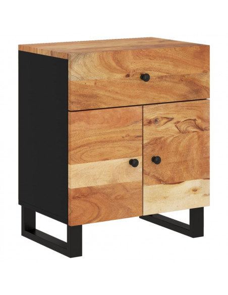 Comodino 50x33x60 cm Legno Massello Acacia e Legno Multistrato