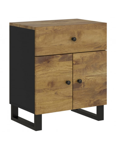 Comodino 50x33x60cm Legno Massello di Mango e Legno Multistrato
