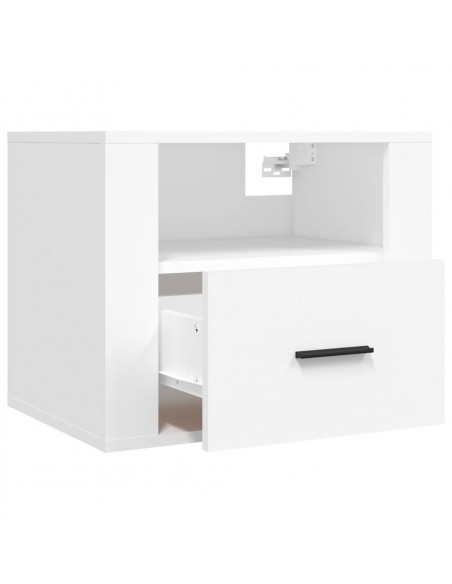 Comodino a Muro Bianco 50x36x40 cm