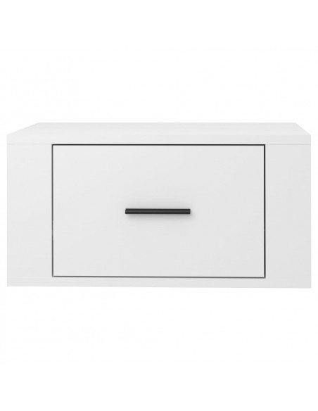 Comodino a Muro Bianco Lucido 50x36x25 cm