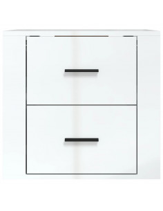 Comodino a Muro Bianco Lucido 50x36x47 cm