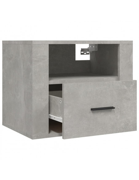 Comodino a Muro Grigio Cemento 50x36x40 cm