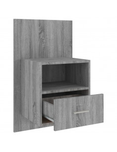 Comodino a Muro Grigio Sonoma