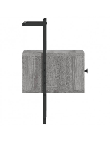 Comodino a Muro Grigio Sonoma 35x30x51 cm Legno Multistrato