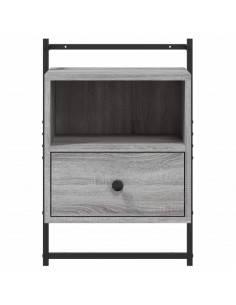 Comodino a Muro Grigio Sonoma 40x30x61 cm Legno Multistrato