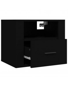 Comodino a Muro Nero 50x36x40 cm