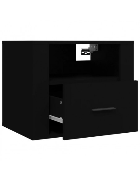 Comodino a Muro Nero 50x36x40 cm