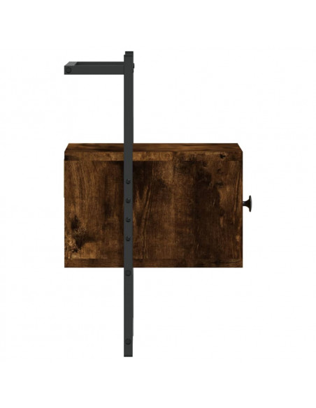 Comodino a Muro Rovere Fumo 35x30x51 cm Legno Multistrato