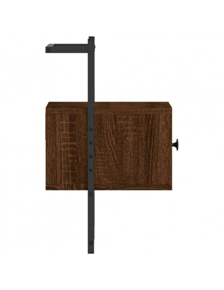 Comodino a Muro Rovere Marrone 35x30x51 cm Legno Multistrato