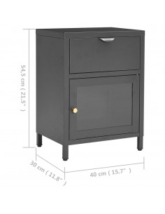 Comodino Antracite 40x30x54,5 cm in Acciaio e Vetro