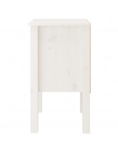 Comodino Bianca 40x35x61,5 cm in Legno Massello di Pino
