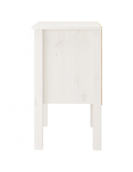 Comodino Bianca 40x35x61,5 cm in Legno Massello di Pino