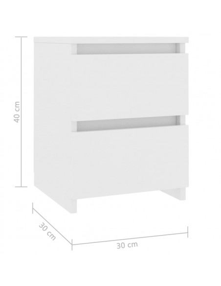 Comodino Bianco 30x30x40 cm Legno Ingegnerizzato
