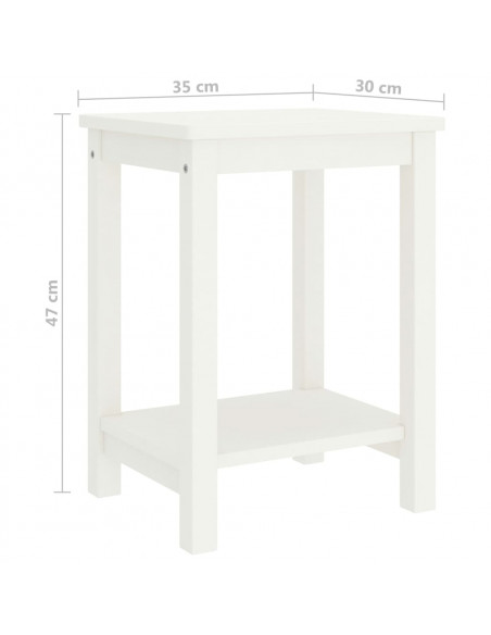 Comodino Bianco 35x30x47 cm in Legno Massello di Pino