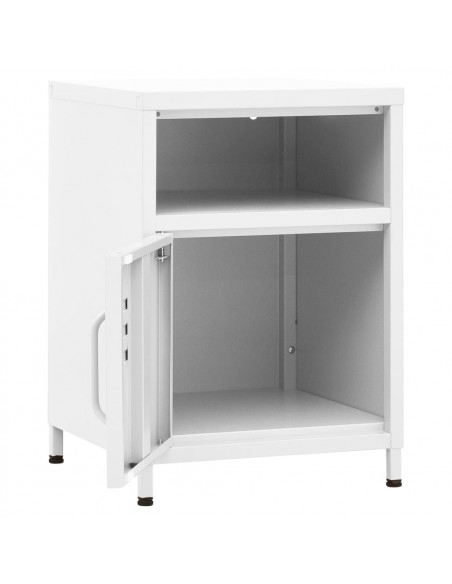 Comodino Bianco 35x35x51 cm in Acciaio