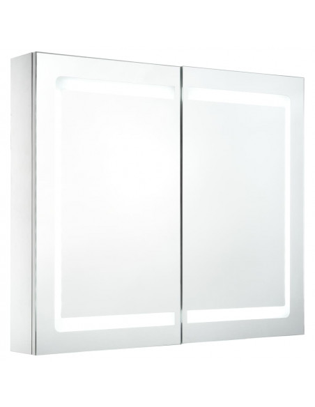 Armadietto Bagno con Specchio e LED 80x12,2x68 cm