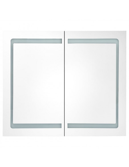Armadietto Bagno con Specchio e LED 80x12,2x68 cm